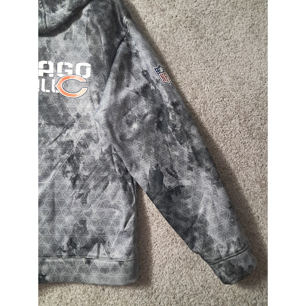 Chicago Bears Reebok Full Zip Hoodie Mens L Grey NFL Onfield Geometric Pattern - Picture 12 of 13